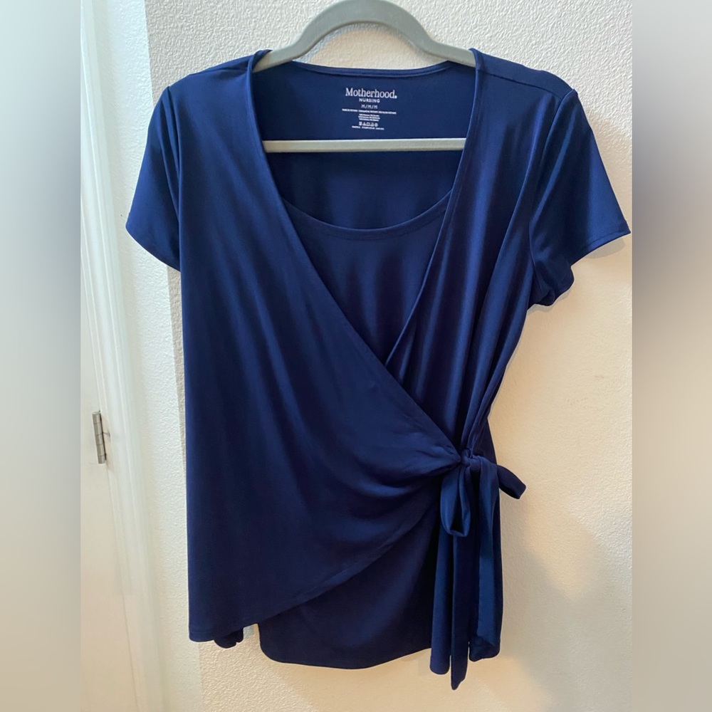 Motherhood Maternity/Nursing Top - Navy Blue